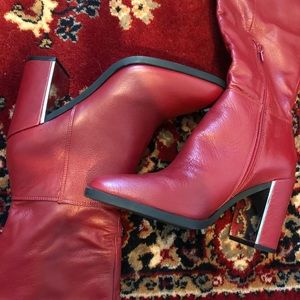 Nine West Red real leather Knee high boots! new